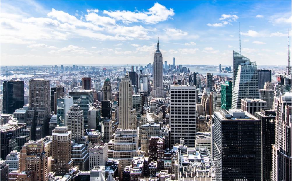 A view of the city from above.