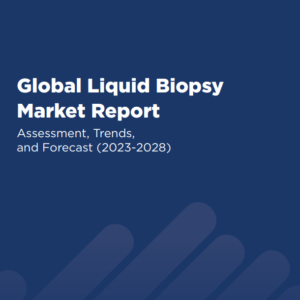 A blue cover of the global liquid biopsy market report.